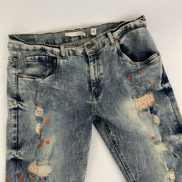 Evolution in Design Jeans Men's 38x32 Distressed Color Splash Y2K Hip Hop Skater - Picture 2 of 13